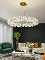 Lustre rond doré de luxe de l'usine de Zhongshan, décoration intérieure, hôtel, salon, villa, lampe suspendue, cristal de haute qualité