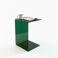 Table de chevet en acrylique en forme de C verte, style nordique moderne, avec rangement, décoration de meubles pour la maison