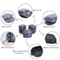 Contenedor Desechable de PP para Comida Bento de 3 Compartimentos, Tapa Antivaho, Apto para Horno y Microondas, Portátil, para Alimentos Enlatados, Sushi, Hamburguesas