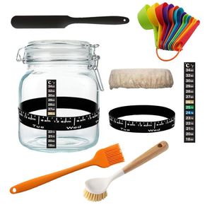 Kit de démarrage de levain en verre avec couvercle en tissu respirant pour la cuisson du pain - Offre Spéciale - Product Image 2