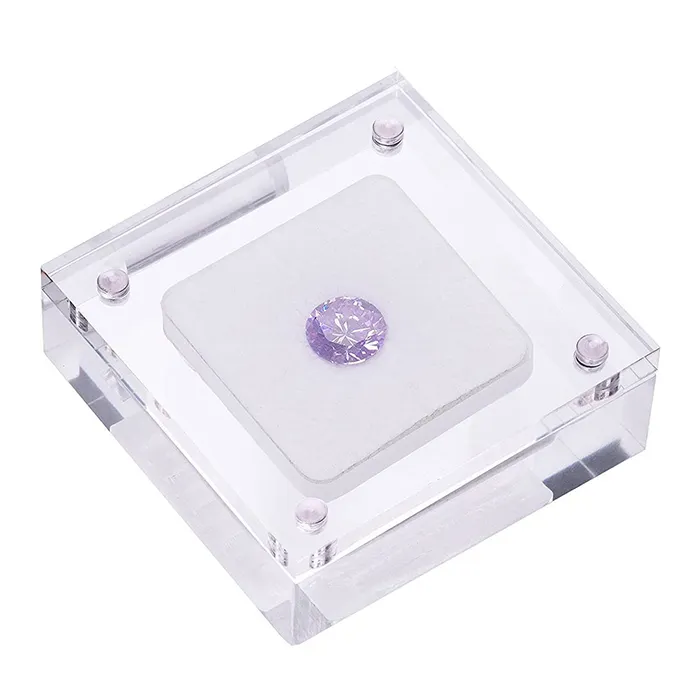 Lucite ढीला हीरे प्रदर्शन बॉक्स Perspex रत्न के साथ पैकेजिंग प्रकरण एक्रिलिक मणि बॉक्स चुंबकीय ताला
