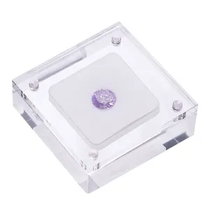 Lucite 宽松钻石展示盒有机玻璃宝石包装盒丙烯酸宝石盒子与磁力锁