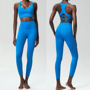 Fitness Yoga Suit Nude Sports Undershirt Secado rápido Transpirable Sin costuras Mujeres Tallas grandes Conjuntos de entrenamiento alto Sin mangas - Product Image 6