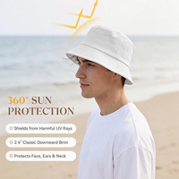 Groothandel OEM ODM Custom Logo/Bedrukking Lege Witte Katoenen Bucket Hat, Unisex UV-bescherming Visserszonnehoed voor Heren Dames Bulk