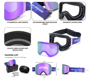 Masque de ski magnétique UV400 personnalisé pour usine OEM – Lunettes de protection souples pour la neige - Product Image 4
