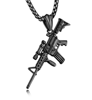 Collier pendentif de fusil en acier inoxydable rétro européen américain pour hommes chaîne en alliage à la mode accessoire de vêtements de fête à la mode