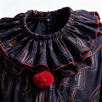 Vintage Gruseliger Clown-Kostüm - Schwarz-Rotes Horror-Outfit für Halloween-Party