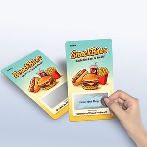 Cartes à gratter personnalisées en carton avec impression numérique couleur, numéros variables, pour promotions commerciales de restaurants, cadeaux de remerciement - Product Image 1