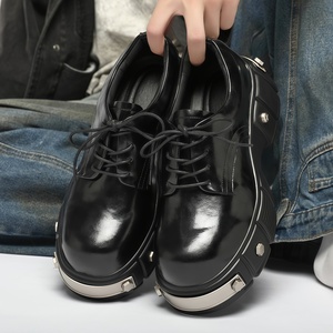 Zapatos Derby de Cuero para <span class=keywords><strong>Hombre</strong></span>, Talla Grande, con Cordones y Suela Gruesa, Punta Redonda, para Primavera/Verano, Casuales, de Vestir, para Fiesta, Modelo 6629, Tendencia de Moda - Product Image 1