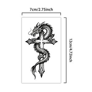 Dragón y Cruz tatuaje temporal diseño Animal tatuaje semipermanente a prueba de agua dura 2 semanas <span class=keywords><strong>brazo</strong></span> tatuaje de hierbas - Product Image 5