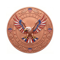 Premium Massivkupfer-Gedenkmünze mit Gravur: Weißkopfseeadler-Flügel in Rot-Weiß-Blau-Emaille, Freiheits-Motto-Herausforderungsmünze