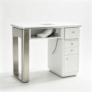 Table de manucure avec collecteur de poussière, structure en acier inoxydable, poste de travail pour salon de manucure, tiroir de rangement, bureau à ongles - Product Image 5
