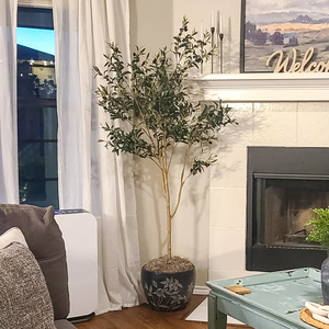 PZ-5-6 décor à la maison taille personnalisée grand toucher réel fausse soie liver branche feuilles et fruits plante en pot réaliste arbre artificiel - Product Image 2