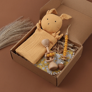 Nouvelle Arrivée Bébé Mignon Couette Bavoirs Avec <span class=keywords><strong>Silicone</strong></span> Sucette En Bois Anneau De Dentition Jouets Cadeau Ensembles Clip Chaîne - Product Image 1