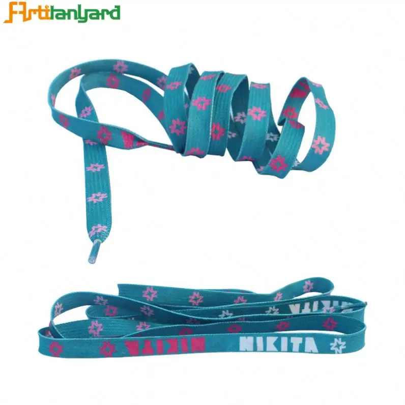 Wholesale Luxury Running Shoes Laces Buckle Custom Custom Woven Colorful Printed Polyester Fat Cute Shoelace Charm With Logo