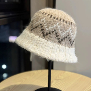 Nouveau chapeau de pêcheur en tricot pour femmes, vente en gros personnalisée, grande circonférence de tête, chapeau seau en laine chaud pour l'hiver - Product Image 3