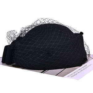 <span class=keywords><strong>Otoño</strong></span> Invierno nueva gorra de mezcla de lana cálida Retro versátil azafata estilo británico Jazz sombrero elegante velo Fedora sombrero - Product Image 4