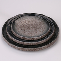 Assiette plate ronde en grès céramique, motif végétal, peinte à la main, pour usage Horeca, barbecues et buffets