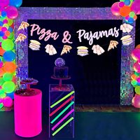Dekorasi Spanduk Pesta Pizza dan Piyama, Perlengkapan Pesta Tidur Malam untuk Anak Perempuan, Bertema Makanan Pizza, Perlengkapan Pesta Ulang Tahun dan Baby Shower