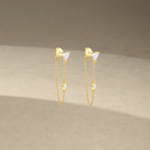 Pendientes de Zirconia Cúbica Brillante con Forma de Corazón y Estrella, Estilo Moderno, para Uso Diario, Plata 925 - Product Image 2