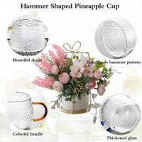 Tasses à thé en verre avec poignée colorée Tasses à thé en verre borosilicate transparent avec motif de marteau pour expresso Cappuccino Latte Juice