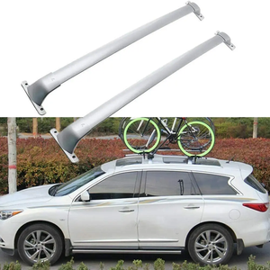 อุปกรณ์เสริมรถยนต์ขายดี แร็คหลังคาแบบคานขวางสำหรับ Infiniti QX60 ปี 2011-2021 คุณภาพสูง สีดำเงิน สำหรับบรรทุกสัมภาระ - Product Image 4