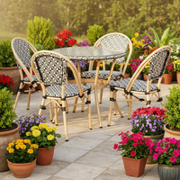 Ensembles de meubles de jardin d'extérieur imperméables en gros, fauteuils de patio en rotin français tressé à la main, ensembles de chaises bistrot de Paris