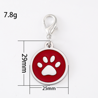 Ywyougang Porte-clés rond en émail avec empreinte de patte, pendentif personnalisé en acier inoxydable gravé au laser avec fermoir mousqueton en alliage