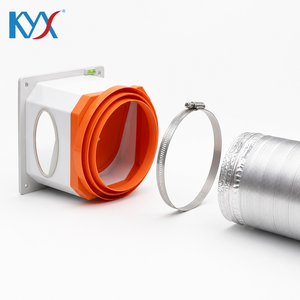 Kit de raccordement pour <span class=keywords><strong>hotte</strong></span> de cuisine domestique : Amortisseur <span class=keywords><strong>anti</strong></span>-<span class=keywords><strong>retour</strong></span> en ABS type capsule spatiale et conduit de fumée en aluminium - Product Image 2