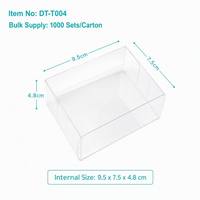 Boîte d'emballage pliable carrée en PET transparente et durable à 2 compartiments, écologique et jetable, pour cheesecake semi-cuit, sandwich et pizza