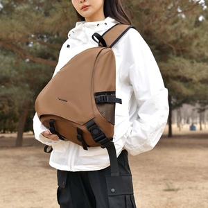 Brown Nylon Waterproof <b>Backpack</b> Zipper Closure Casual Outdoor All Seasons Use Travel <b>Backpack</b> - Product Image 1
