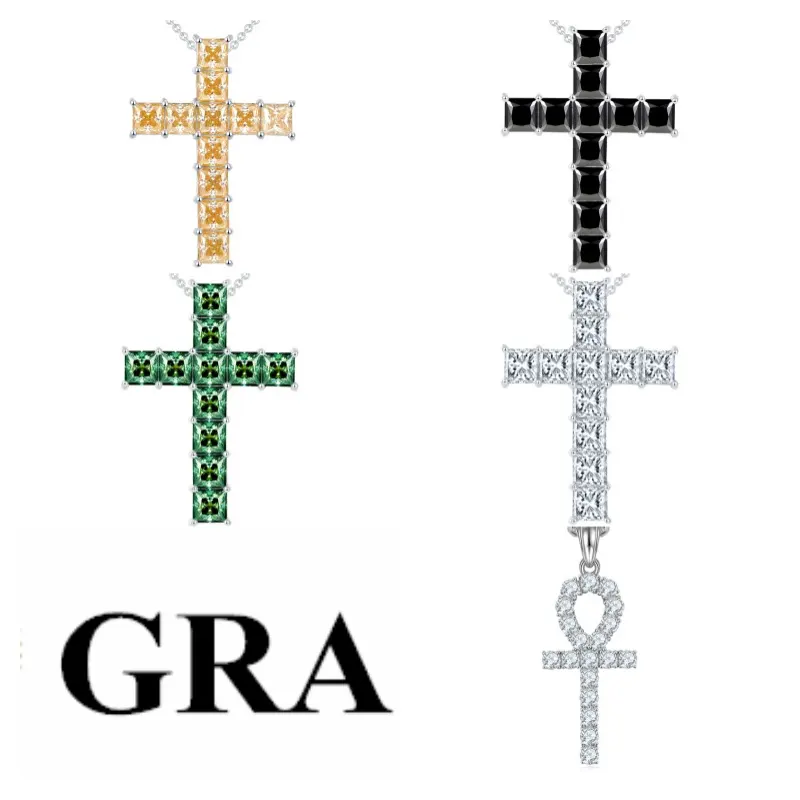 Personnalisé Or Argent Moissanite Croix Pendentifs Collier Moissanite Collier Croix Collier pour Hommes