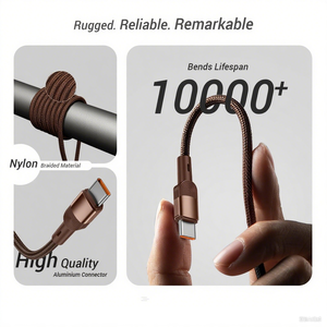 Câble de transfert de données HYTO 100W 5A USB vers Type-C pour OPPO <span class=keywords><strong>OnePlus</strong></span> <span class=keywords><strong>WARP</strong></span>/VOOC/FLASH, charge super rapide, 1,2 m, nylon tressé, 480 Mbps - Product Image 3