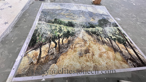 Mosaïque murale <span class=keywords><strong>en</strong></span> verre de luxe personnalisée, découpée à la main, pour la décoration du salon, avec un design de pots de fleurs, arts de la mosaïque - Product Image 4