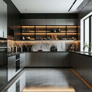 Conjunto de muebles de armario de cocina moderno de madera de roble macizo modular de lujo listo para montar - Product Image 2