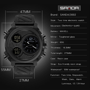 Reloj de Pulsera Digital Multifuncional Versátil Sanda 3002, Luminoso, con Alarma, Resistente al Agua y a los Golpes - Product Image 4