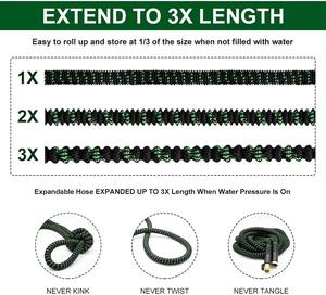 Tuyau d'arrosage extensible 30 m (100 pi) en promotion avec trois couches de latex, connecteur en laiton massif 3/4, 3x expansion automatique et anti-abrasion - Product Image 4