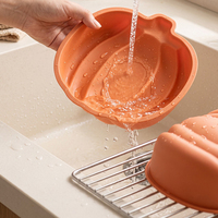 Moule à gâteau en silicone de qualité alimentaire à démoulage facile, motifs citrouille et crâne d'Halloween, pour la cuisson au four, antiadhésif