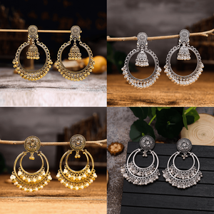 مصنع الجملة خمر الهند جرس حلقان ذهبية للسيدات Jhumka الهندي مخصص أنيقة كبيرة الذهب هوب استرخى مجوهرات أقراط - Product Image 2