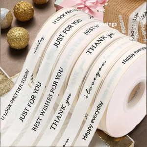 ริบบิ้นผ้าฝ้ายพิมพ์ลายตัวอักษรภาษาอังกฤษสำหรับตกแต่งเค้กวันเกิดและห่อของขวัญ - Product Image 2