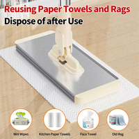 Serpillère plate mains libres 2-en-1, serpillère à poussière jetable avec long manche pour le nettoyage des sols multi-surfaces