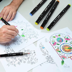 Rotuladores de Doble Punta, Marcadores Artísticos, Rotuladores Finos y de Pincel para Colorear, para Libros de Adultos, Tarjetas, Dibujo, Manualidades, Kit para Maestros - Product Image 4