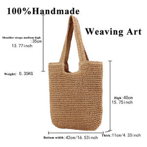 <span class=keywords><strong>Borsa</strong></span> 100% a tracolla in <span class=keywords><strong>paglia</strong></span> lavorata a mano di grande capacità, <span class=keywords><strong>borsa</strong></span> da spiaggia in <span class=keywords><strong>paglia</strong></span> da <span class=keywords><strong>donna</strong></span> - Product Image 3