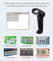 Lector de código de barras Qr 1D 2D inalámbrico de mano, escáner de código de barras láser con cable para recibo, caja registradora, sistema Pos