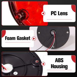 2 feux arrière ronds rouges à 17 LED de 7 pouces avec montage en surface à 4 trous pour camping-cars, camions, remorques, bus, fourgonnettes, étanches IP65 - Product Image 4