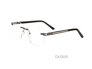 Kính mắt thời trang nam bán buôn, thiết kế riêng, không viền, kim loại, kiểu vuông, gọng kính mắt cận - Product Image 4