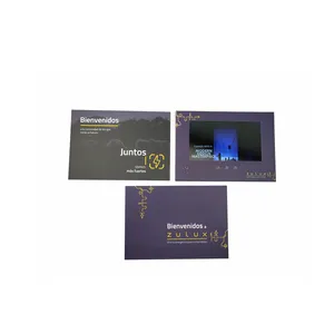 مخصص 7 بوصة مجلد بطاقات المعايدة بطاقة الأعمال الرقمية كتيب فيديو شاشة LCD بطاقة دعوة