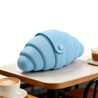 Porte-monnaie en silicone en forme de croissant, mignon, étanche, avec cordon, en forme de pain