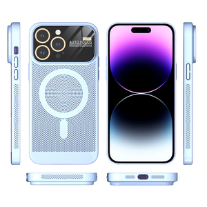 Cửa sổ lớn kính ống kính bảo vệ Matte thoáng khí làm mát cứng PC từ trường hợp điện thoại di động cho Iphone 15 Pro Max 14 13 12 11 - Product Image 5