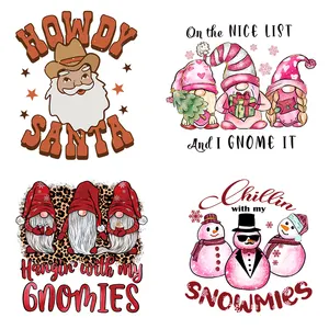 Father Christmas dtf transfers custom ready to press heat transfer designs pattern heat press for t-shirts heat transfer patch